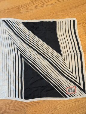 Vintage Norell Black and White Geometric Silk Scarf